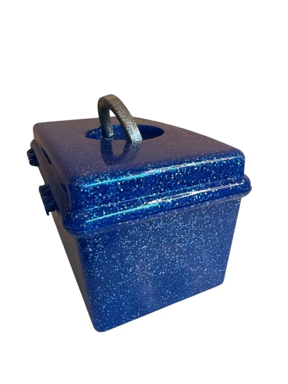 Caboodles Liquid Metallica Blue Sparkle Vanity Case Organizer Mirror #5620